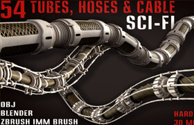 Artstation - 54 Sci-Fi Tubes, Hoses & Cables - vol1 - 模型