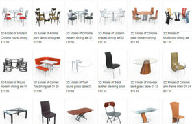 10ravens - 3D Models Collection 024 Modern Dining Furniture 01