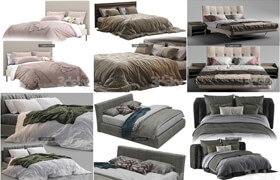 50套3dsky网站的床和床上用品模型合集