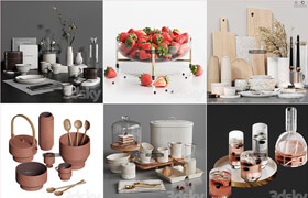 25套3dsky网站的餐具食物饮料模型合集