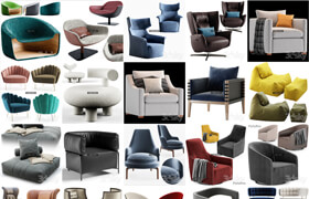 50套3dsky网站的单人沙发椅子模型合集