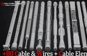 Blendermarket - 80 Cable ,Wires, Hoses And Cable Element - 模型