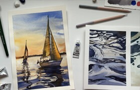 Udemy - Watercolor Sea Painting Sunset and Water Reflection