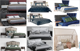20套3dsky网站的床和床上用品模型合集