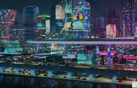 Faizpoerwita - Blender赛博朋克风格滨海城市夜景3d模型