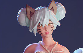 Cgtrader - Fox girl - 5-tailed kitsune 3D print model