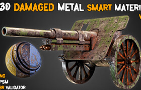 Artstation - 30 Damaged Metal Smart Materials + BPR Textures - Vol 2 - 材质贴图