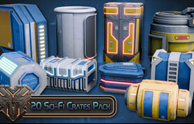 Blender Market - Blender & Unreal Engine Massive Stylized Sci-Fi Crate Pack - 模型