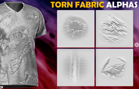 Artstation - ZBrush Torn Fabric Alphas vol.2 - 笔刷