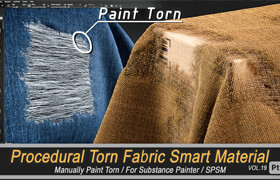 Gumroad - Procedural Torn Fabric Smart Material for Substance Painter Vol.19 - 材质