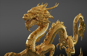 Turbosquid - Golden Chinese Dragon Rigged for Maya - 模型