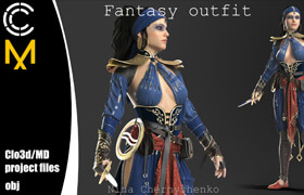 Artstation - Fantasy outfit. Marvelous DesignerClo3d project + OBJ - 模型